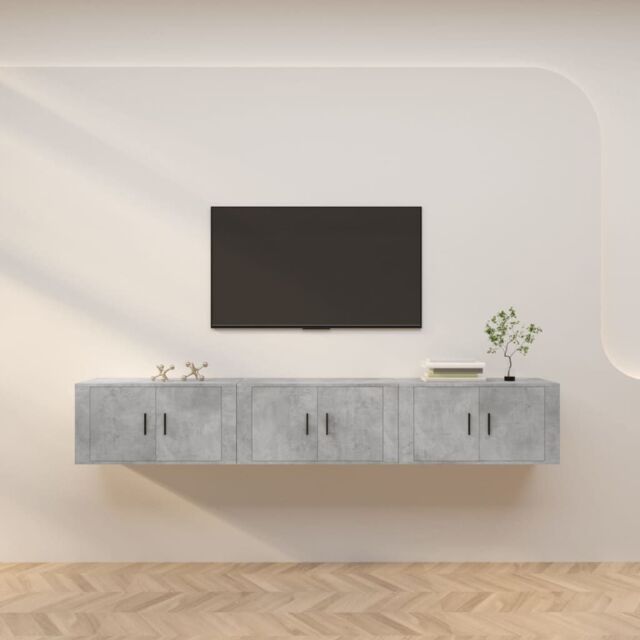 Berkfield Home Wall-mounted TV Cabinets 3 pcs Concrete Grey 80x34.5x40 cm - image 1