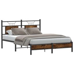 Berkfield Home Bed Frame without Mattress Smoked Oak 140x190 cm Engineered Wood in Brown - thumbnail 3