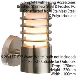 Loops 2 PACK IP44 Outdoor Wall Light Stainless Steel Open Lantern Traditional Porch in Metallics - thumbnail 3