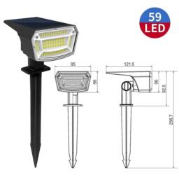 EONLION 1Pcs 59 LED Solar Spot Lights Garden in Black - Size: 100 cm - thumbnail 2