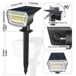 EONLION 1Pcs 59 LED Solar Spot Lights Garden in Black - Size: 100 cm - thumbnail 5