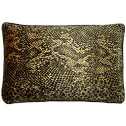 Paoletti Python Animal Printed Cushion in Gold - Size: 40 cm x 60 cm