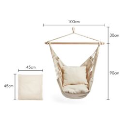 VonHaus Outdoor Garden Hanging Chair with Attachments in Beige - thumbnail 7