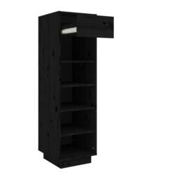 Berkfield Home Shoe Cabinet Black 34x30x105 cm Solid Wood Pine - Size: 34 x 30 x 105 cm - thumbnail 5