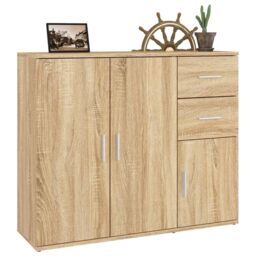 Berkfield Home Sideboard Sonoma Oak 91x29.5x75 cm Engineered Wood in Brown - thumbnail 5