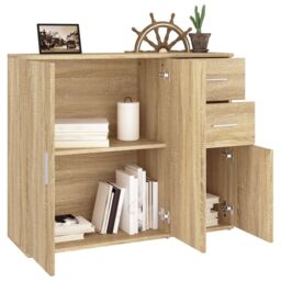 Berkfield Home Sideboard Sonoma Oak 91x29.5x75 cm Engineered Wood in Brown - thumbnail 4