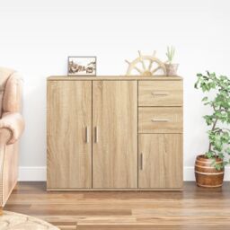 Berkfield Home Sideboard Sonoma Oak 91x29.5x75 cm Engineered Wood in Brown - thumbnail 1