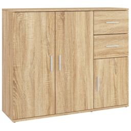 Berkfield Home Sideboard Sonoma Oak 91x29.5x75 cm Engineered Wood in Brown - thumbnail 2
