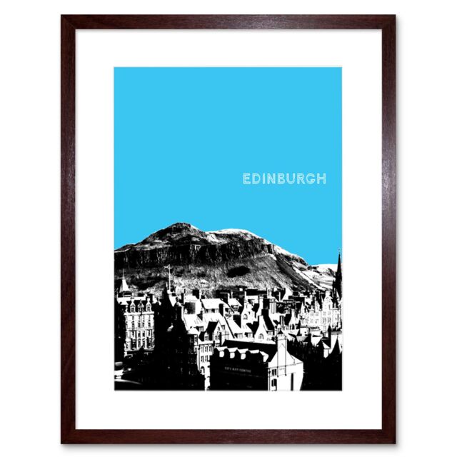 "Artery8 Wall Art Print Arthurs Seat Edinburgh Scotland Scottish Landmark Sky Blue Framed Art in Brown - Size: W7"" x H9""" - image 1