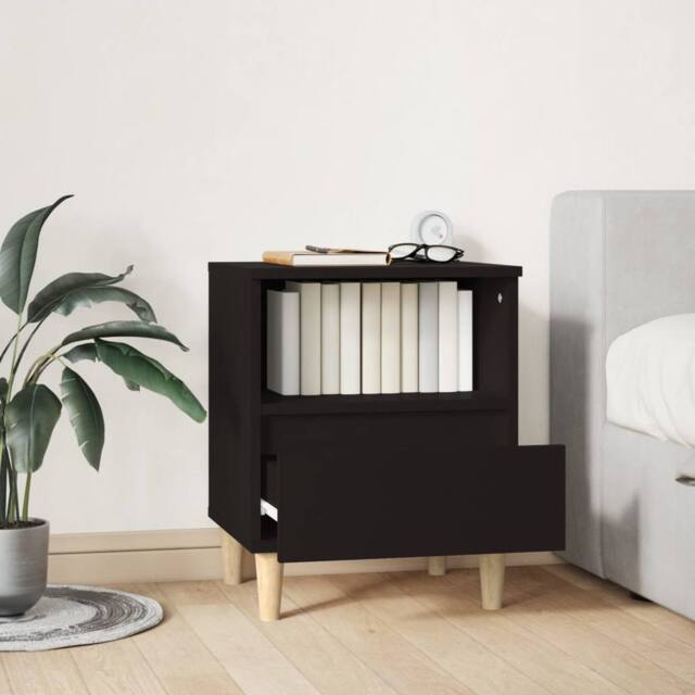 Berkfield Home Elegant Bedside Cabinet Black 40x35x50 cm - Size: 40 x 35 x 50 cm - image 1