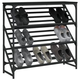 Berkfield Home Shoe Rack Black 90x30x85 cm Engineered Wood - Size: 90 x 30 x 85 cm - thumbnail 3