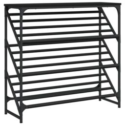 Berkfield Home Shoe Rack Black 90x30x85 cm Engineered Wood - Size: 90 x 30 x 85 cm - thumbnail 2