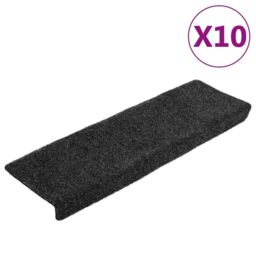 Berkfield Home Stair Mats 10 pcs Grey 65x21x4 cm Needle Punch - Size: Medium - thumbnail 3