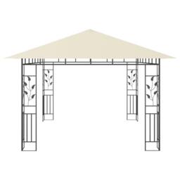 Berkfield Home Gazebo with Mosquito Net&LED String Lights 4x3x2.73 m Cream in Beige - thumbnail 6