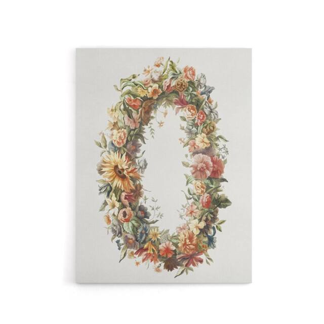"Artery8 Summer Flower Wreath Illustration Teyler Canvas Wall Art in White - Size: W18"" x H24""" - image 1