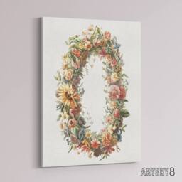 "Artery8 Summer Flower Wreath Illustration Teyler Canvas Wall Art in White - Size: W18"" x H24""" - thumbnail 2