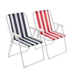 Harbour Housewares Folding Metal Beach Chairs Blue/Red Stripe Pack of 2 - thumbnail 1