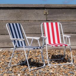 Harbour Housewares Folding Metal Beach Chairs Blue/Red Stripe Pack of 2 - thumbnail 6