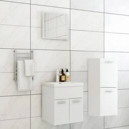 Berkfield Home Bathroom Furniture Set White Engineered Wood - thumbnail 1