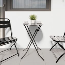 Berkfield Home Folding Garden Table Anthracite √ò50x72 cm Steel - Size: 50x72 cm - thumbnail 4