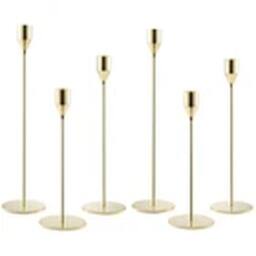 EONLION Gold Set of 6 Black Gold Metal Candlestick Holders for Home Decor - thumbnail 1