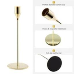 EONLION Gold Set of 6 Black Gold Metal Candlestick Holders for Home Decor - thumbnail 3