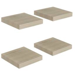 Berkfield Home Floating Wall Shelves 4 pcs Oak 23x23.5x3.8 cm MDF in Light Tan