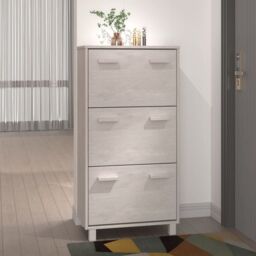 Berkfield Home Shoe Cabinet HAMAR White 59.5x35x117 cm Solid Wood Pine