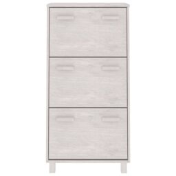 Berkfield Home Shoe Cabinet HAMAR White 59.5x35x117 cm Solid Wood Pine - thumbnail 3