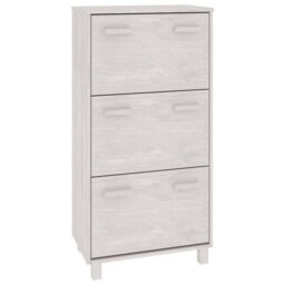 Berkfield Home Shoe Cabinet HAMAR White 59.5x35x117 cm Solid Wood Pine - thumbnail 2