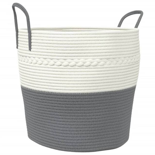 Berkfield Home Storage Basket Grey & White √ò43x38 cm Cotton - Size: 43x38 cm - image 1