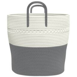 Berkfield Home Storage Basket Grey & White √ò43x38 cm Cotton - Size: 43x38 cm - thumbnail 5