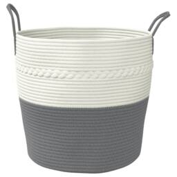 Berkfield Home Storage Basket Grey & White √ò43x38 cm Cotton - Size: 43x38 cm - thumbnail 4
