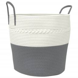 Berkfield Home Storage Basket Grey & White √ò43x38 cm Cotton - Size: 43x38 cm