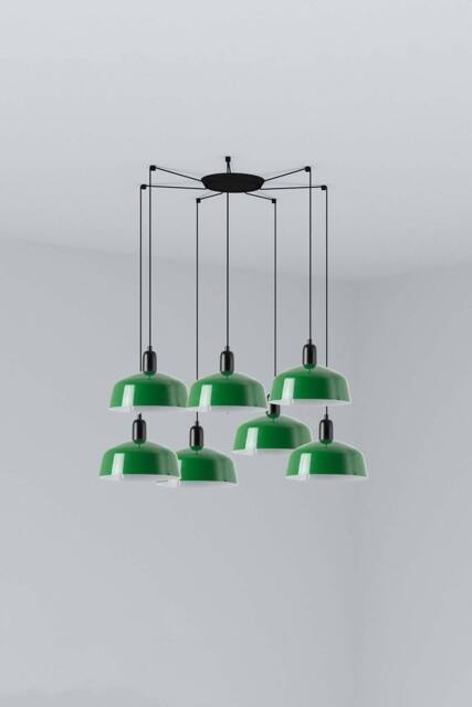 Netlighting Tatawin Medium Cluster Pendant Black Gloss Green 7x E27