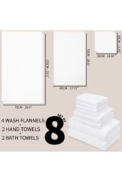 CityComfort Pack Of 8 Towels in White - thumbnail 6