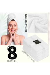 CityComfort Pack Of 8 Towels in White - thumbnail 3