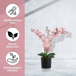 Kelvenix 60cm Artificial Plant Fake Silk Orchid Flower in Pink - Size: 0.6m2 - thumbnail 3