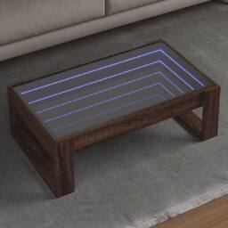 Berkfield Home Coffee Table with Infinity LED Brown Oak 90x53x30 cm - Size: 90 x 53 x 30 cm - thumbnail 2