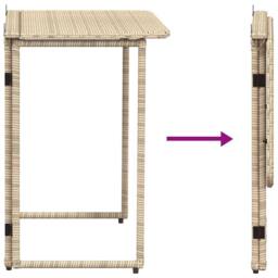 Berkfield Home Folding Garden Table Beige 90x51x75 cm Poly Rattan - Size: 90 x 51 x 75 cm - thumbnail 7