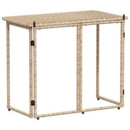 Berkfield Home Folding Garden Table Beige 90x51x75 cm Poly Rattan - Size: 90 x 51 x 75 cm - thumbnail 6