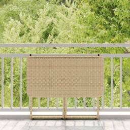 Berkfield Home Folding Garden Table Beige 90x51x75 cm Poly Rattan - Size: 90 x 51 x 75 cm - thumbnail 3