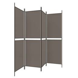 Berkfield Home 4-Panel Room Divider Anthracite 200x180 cm Fabric in Black - thumbnail 4