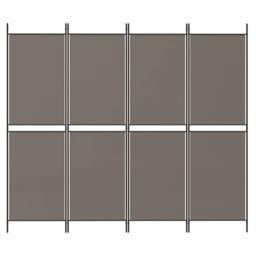 Berkfield Home 4-Panel Room Divider Anthracite 200x180 cm Fabric in Black - thumbnail 3