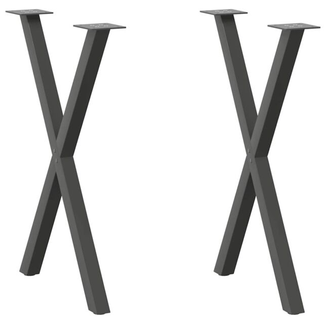 Berkfield Home Dining Table Legs X-Shaped 2 pcs Anthracite 60x(72-73) cm Steel in Black - image 1