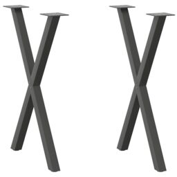 Berkfield Home Dining Table Legs X-Shaped 2 pcs Anthracite 60x(72-73) cm Steel in Black - thumbnail 1