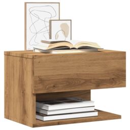 Berkfield Home Wall-mounted Bedside Cabinets 2 pcs Artisian Oak in Brown - thumbnail 4