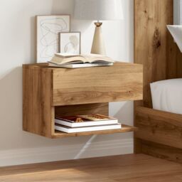 Berkfield Home Wall-mounted Bedside Cabinets 2 pcs Artisian Oak in Brown - thumbnail 1
