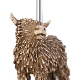 First Choice Lighting Angus - Highland Cow Table Lamp With Oatmeal Linen Shade in Cream - thumbnail 6