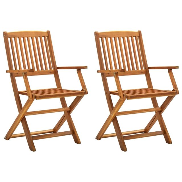 Berkfield Home Folding Outdoor Chairs 2 pcs Solid Acacia Wood in Brown - image 1